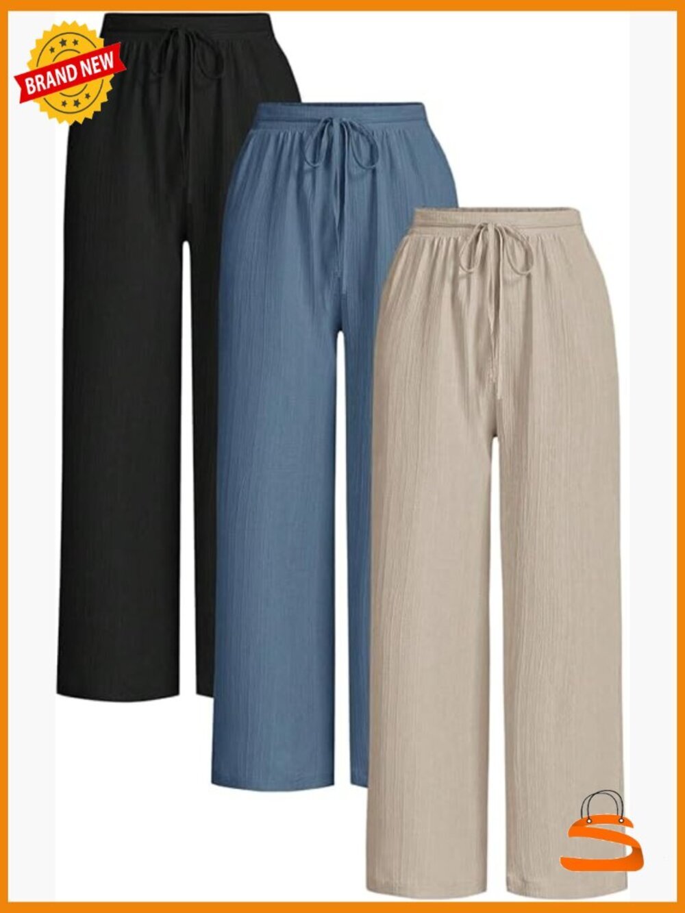 High Waisted Drawstring Wide Leg Travel Pants with Pockets